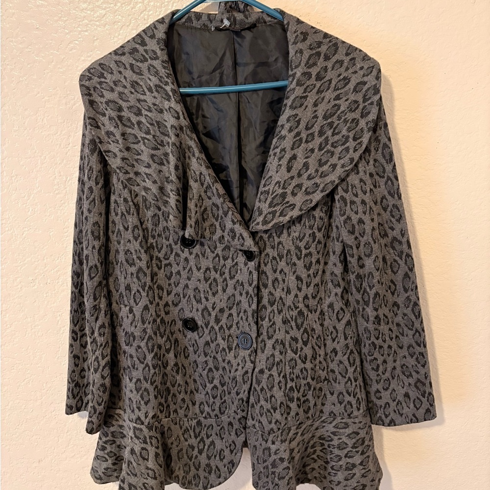Marisa Christina Black and Gray Animal Print Blazer